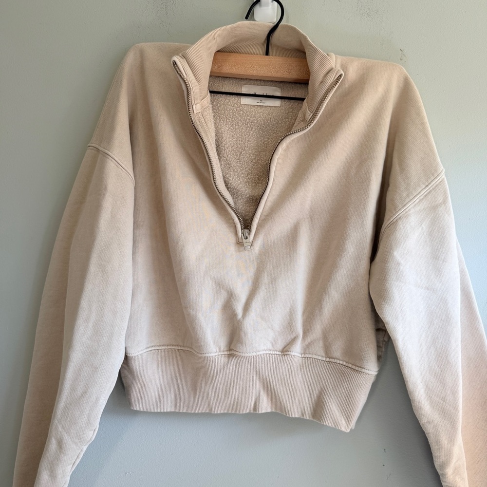 Wilfred Free Cream Quarter-Zip Sweatshirt Size XS - Picture 5 of 8